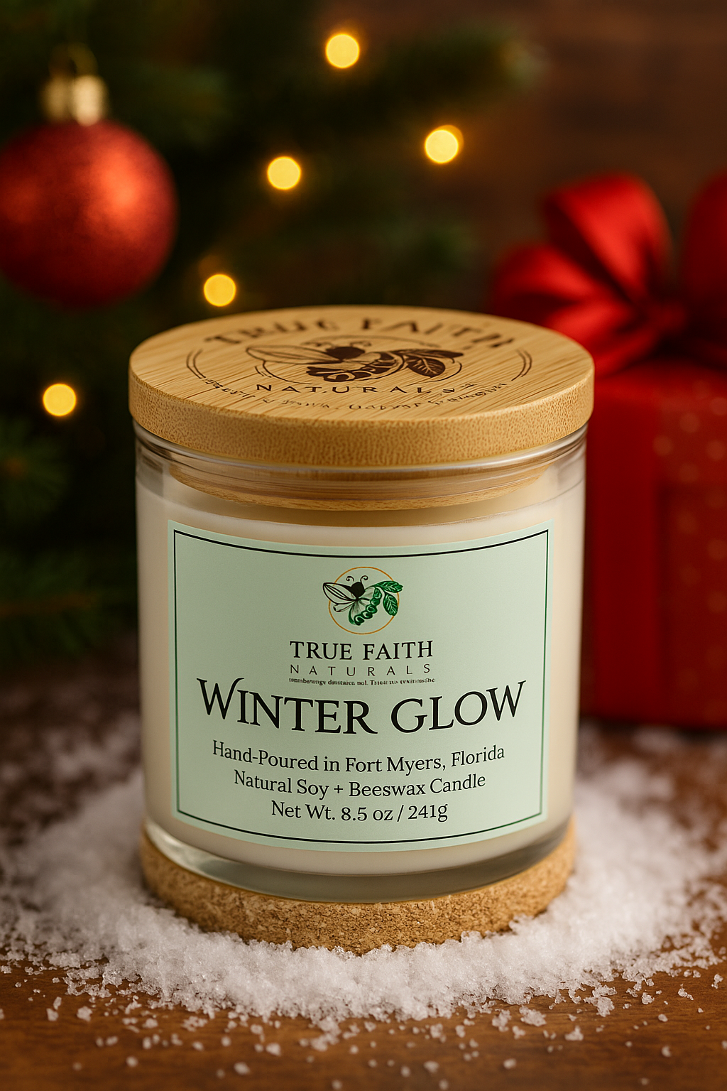 Winter Glow Christmas Candle – 8.5 oz Clear Jar