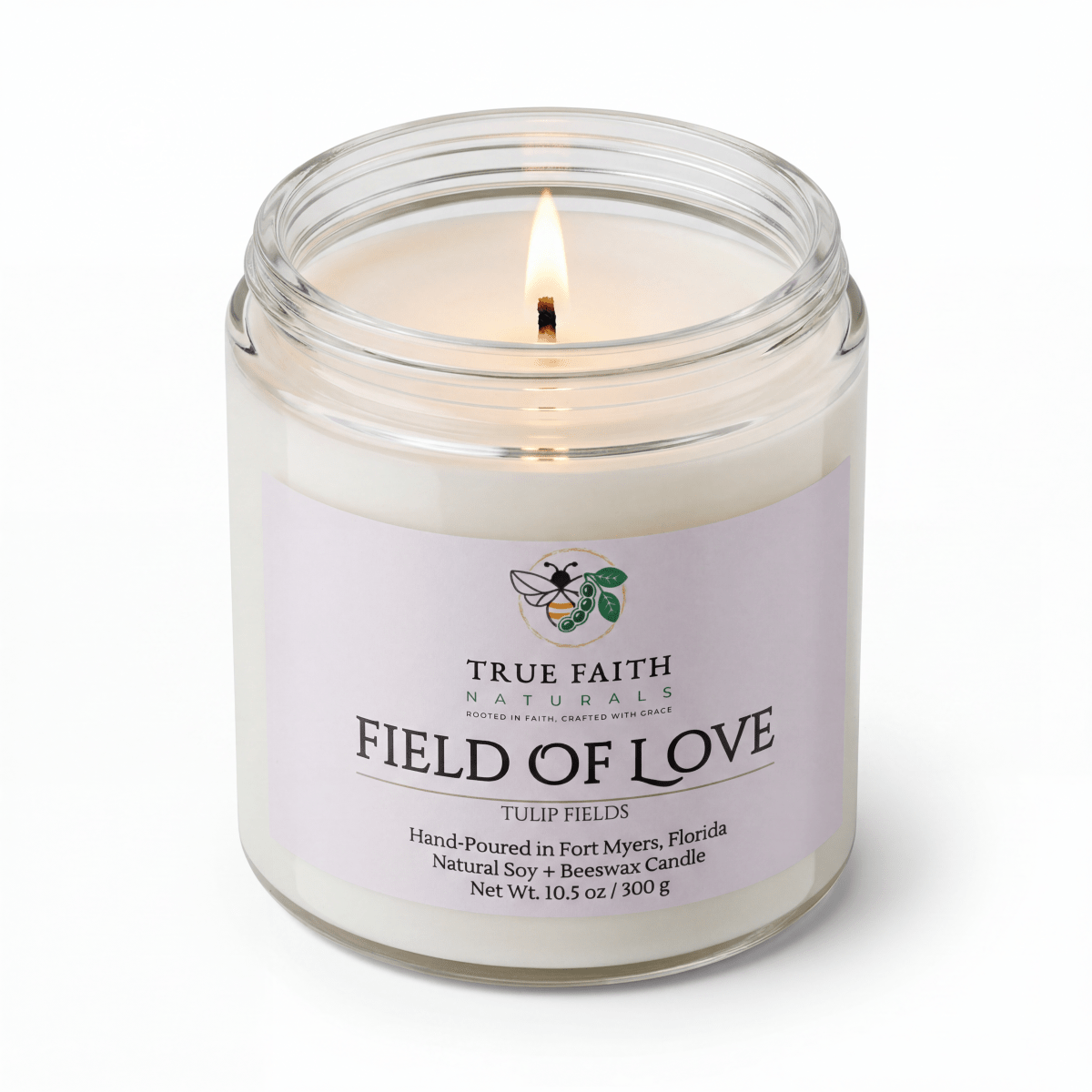 Fields of Love Mother's Day Candle - 10.5 oz Clear Jar - True Faith Naturals