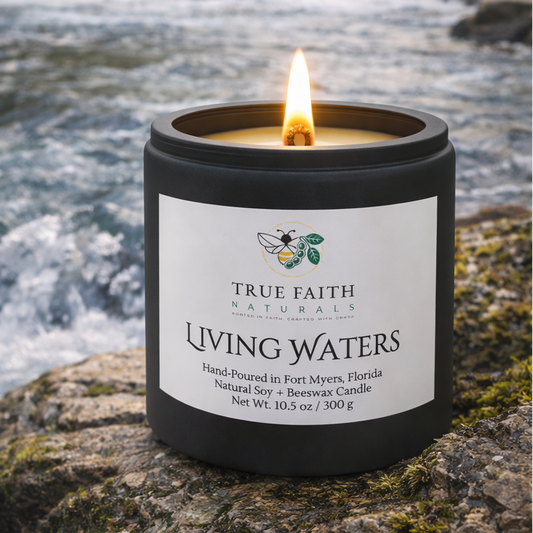 Living Waters Biblical Inspired Candle - 10.5 oz Matte Black Jar