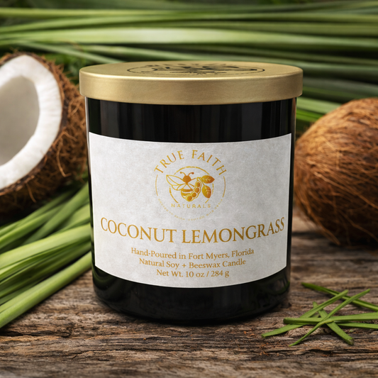 Coconut Lemongrass Candle – Pure Collection | 10 oz Glossy Black Jar