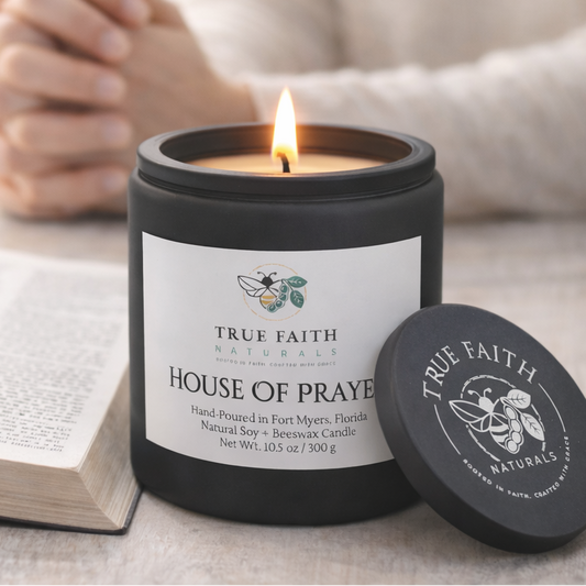 House of Prayer Biblical Inspired Candle - 10.5 oz Matte Black Jar