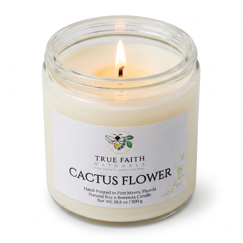 Cactus Flower Easter Candle - 10.5 oz Clear Jar