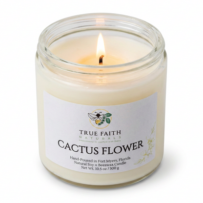 Cactus Flower Easter Candle - 10.5 oz Clear Jar