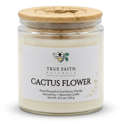 Cactus Flower Easter Candle - 10.5 oz Clear Jar - True Faith Naturals