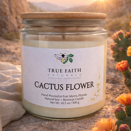 Cactus Flower Easter Candle - 10.5 oz Clear Jar