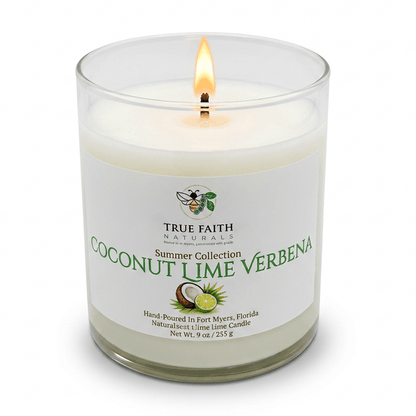 Coconut Lime Verbena Candle - Summer Collection | 9 oz Clear Jar - True Faith Naturals