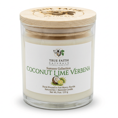 Coconut Lime Verbena Candle - Summer Collection | 9 oz Clear Jar - True Faith Naturals