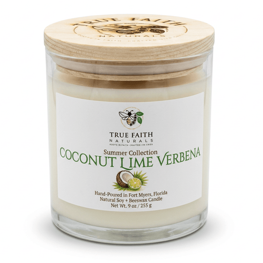 Coconut Lime Verbena Candle - Summer Collection | 9 oz Clear Jar - True Faith Naturals