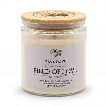 Fields of Love Mother's Day Candle - 10.5 oz Clear Jar - True Faith Naturals