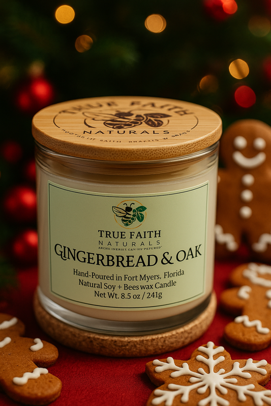 Gingerbread & Oak Christmas Candle – 8.5 oz Clear Jar