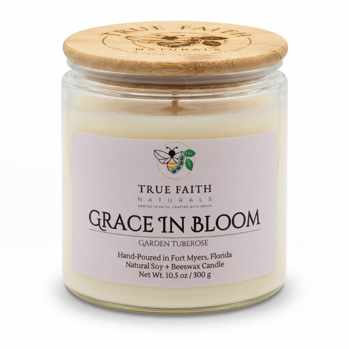 Grace in Bloom Mother's Day Candle - 10.5 oz Clear Jar - True Faith Naturals