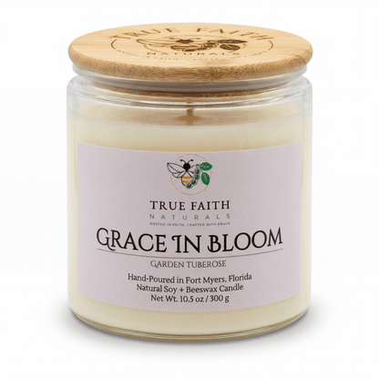 Grace in Bloom Mother's Day Candle - 10.5 oz Clear Jar - True Faith Naturals