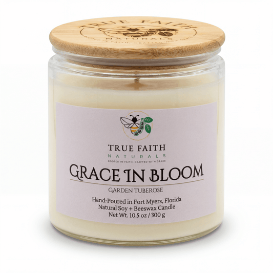 Grace in Bloom Mother's Day Candle - 10.5 oz Clear Jar - True Faith Naturals