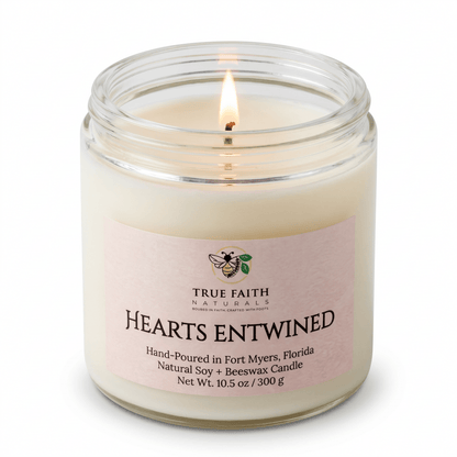 Hearts Entwined Valentine's Day Candle - 10.5 oz Clear Jar - True Faith Naturals