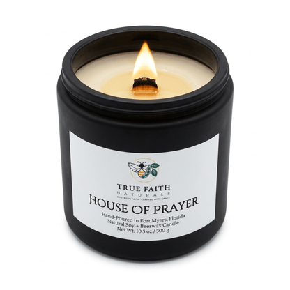 House of Prayer Biblical Inspired Candle - 10.5 oz Matte Black Jar - True Faith Naturals