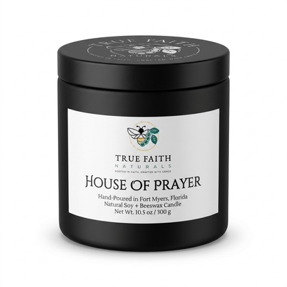 House of Prayer Biblical Inspired Candle - 10.5 oz Matte Black Jar - True Faith Naturals