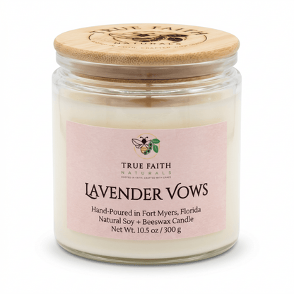 Lavender Vows Valentine's Day Candle - 10.5 oz Clear Jar - True Faith Naturals
