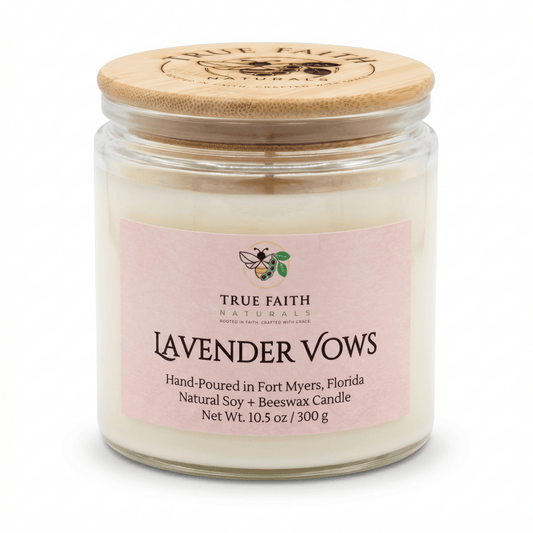 Lavender Vows Valentine's Day Candle - 10.5 oz Clear Jar - True Faith Naturals
