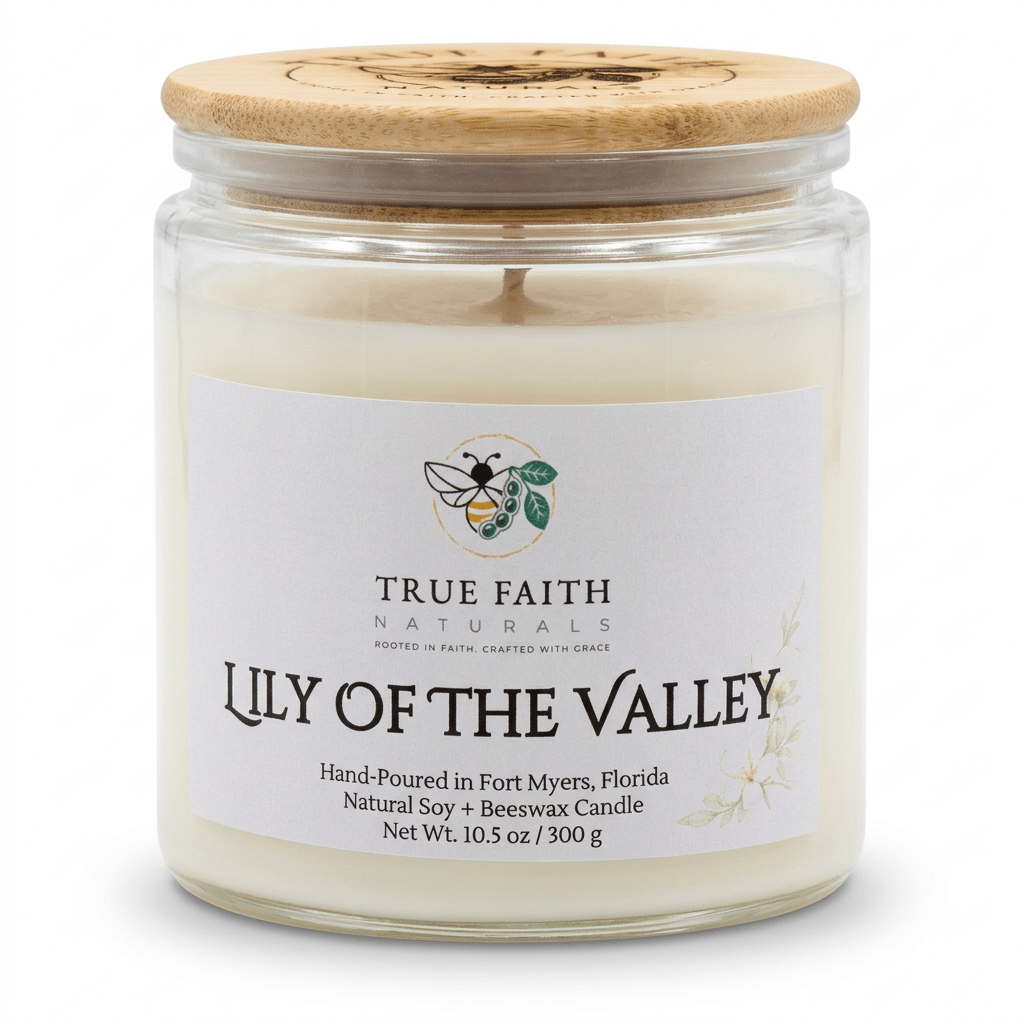 Lily of the Valley Easter Candle - 10.5 oz Clear Jar - True Faith Naturals