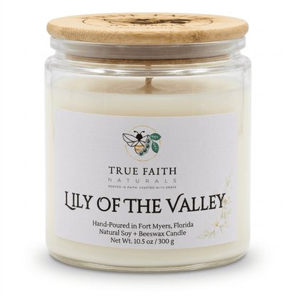 Lily of the Valley Easter Candle - 10.5 oz Clear Jar - True Faith Naturals