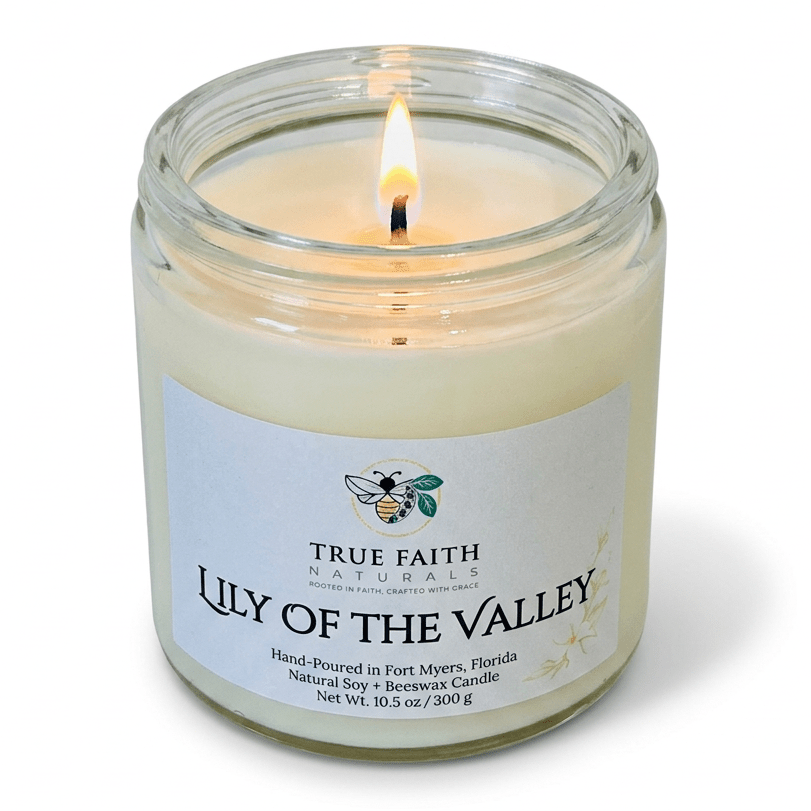 Lily of the Valley Easter Candle - 10.5 oz Clear Jar - True Faith Naturals