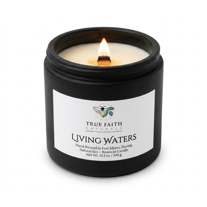 Living Waters Biblical Inspired Candle - 10.5 oz Matte Black Jar - True Faith Naturals