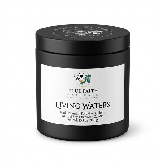 Living Waters Biblical Inspired Candle - 10.5 oz Matte Black Jar - True Faith Naturals