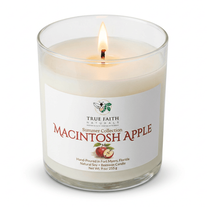 Macintosh Apple Candle - Summer Collection | 9 oz Clear Jar - True Faith Naturals
