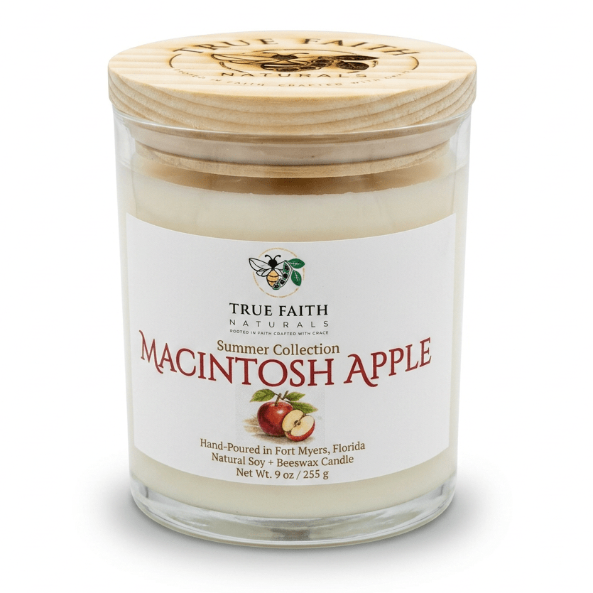 Macintosh Apple Candle - Summer Collection | 9 oz Clear Jar - True Faith Naturals