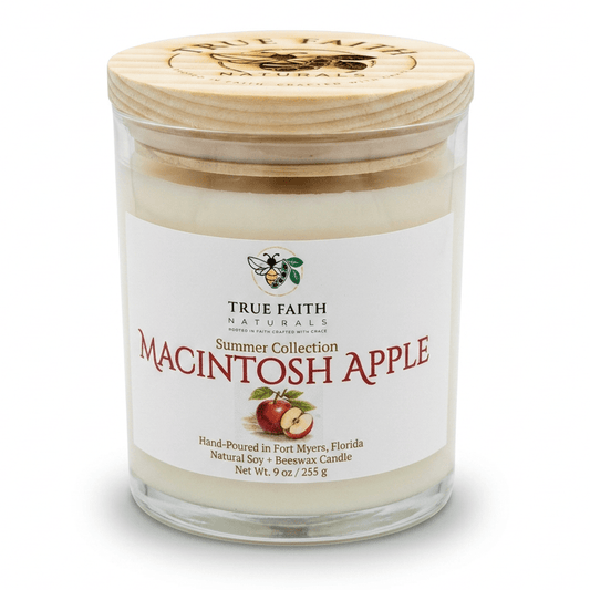 Macintosh Apple Candle - Summer Collection | 9 oz Clear Jar - True Faith Naturals