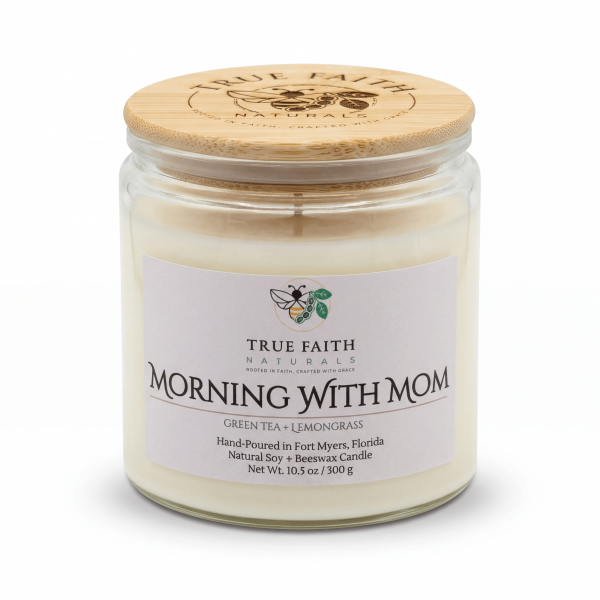 Morning with Mom Mother's Day Candle - 10.5 oz Clear Jar - True Faith Naturals