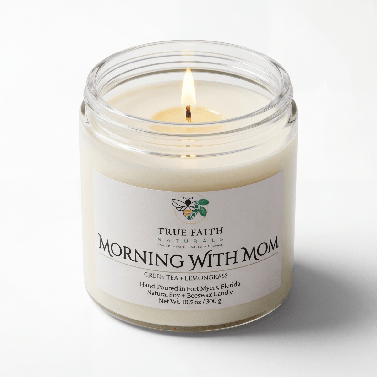 Morning with Mom Mother's Day Candle - 10.5 oz Clear Jar - True Faith Naturals