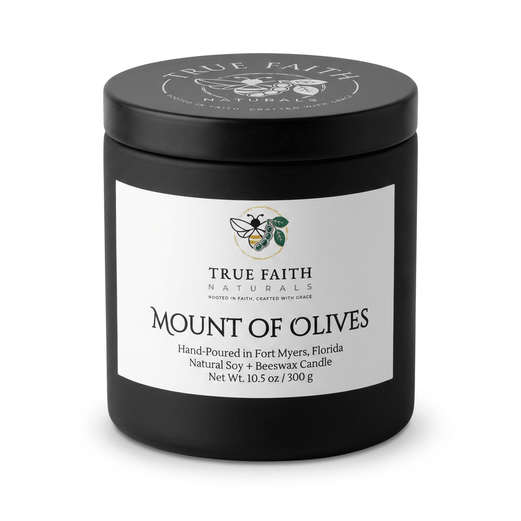 Mount of Olives Biblical Inspired Candle - 10.5 oz Matte Black Jar - True Faith Naturals