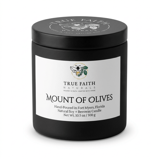 Mount of Olives Biblical Inspired Candle - 10.5 oz Matte Black Jar - True Faith Naturals