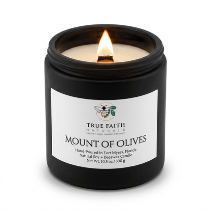 Mount of Olives Biblical Inspired Candle - 10.5 oz Matte Black Jar - True Faith Naturals