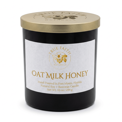 Oat Milk Honey Candle – Pure Collection | 10 oz Glossy Black Jar - True Faith Naturals