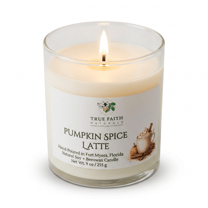Pumpkin Spice Latte Candle - Fall Collection | 9 oz Clear Jar - True Faith Naturals