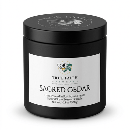 Sacred Cedar Biblical Inspired Candle - 10.5 oz Matte Black Jar - True Faith Naturals