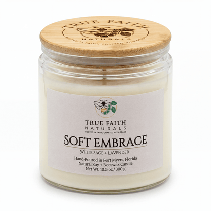 Soft Embrace Mother's Day Candle - 10.5 oz Clear Jar - True Faith Naturals