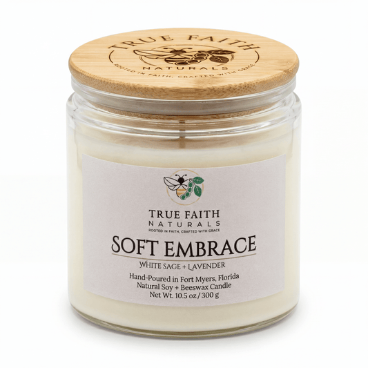 Soft Embrace Mother's Day Candle - 10.5 oz Clear Jar - True Faith Naturals