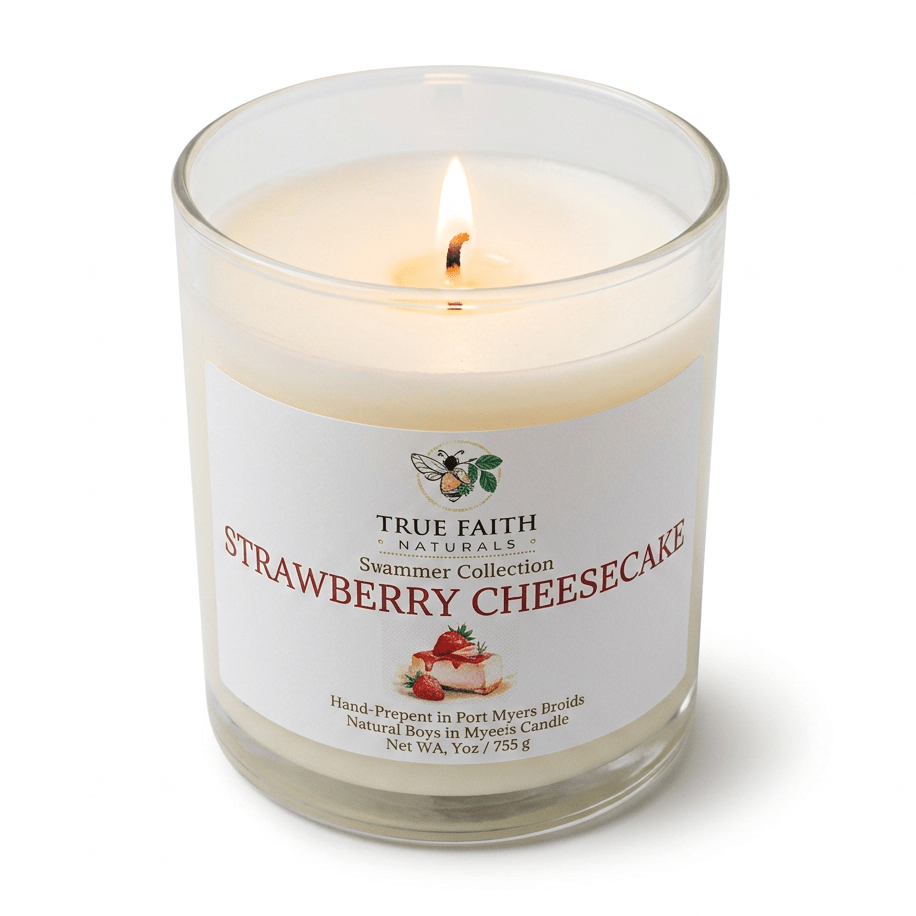 Strawberry Cheesecake Candle - Summer Collection | 9 oz Clear Jar - True Faith Naturals