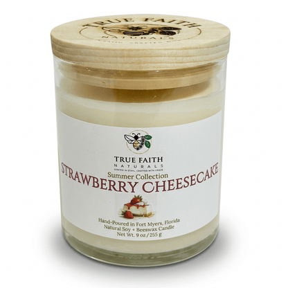 Strawberry Cheesecake Candle - Summer Collection | 9 oz Clear Jar - True Faith Naturals