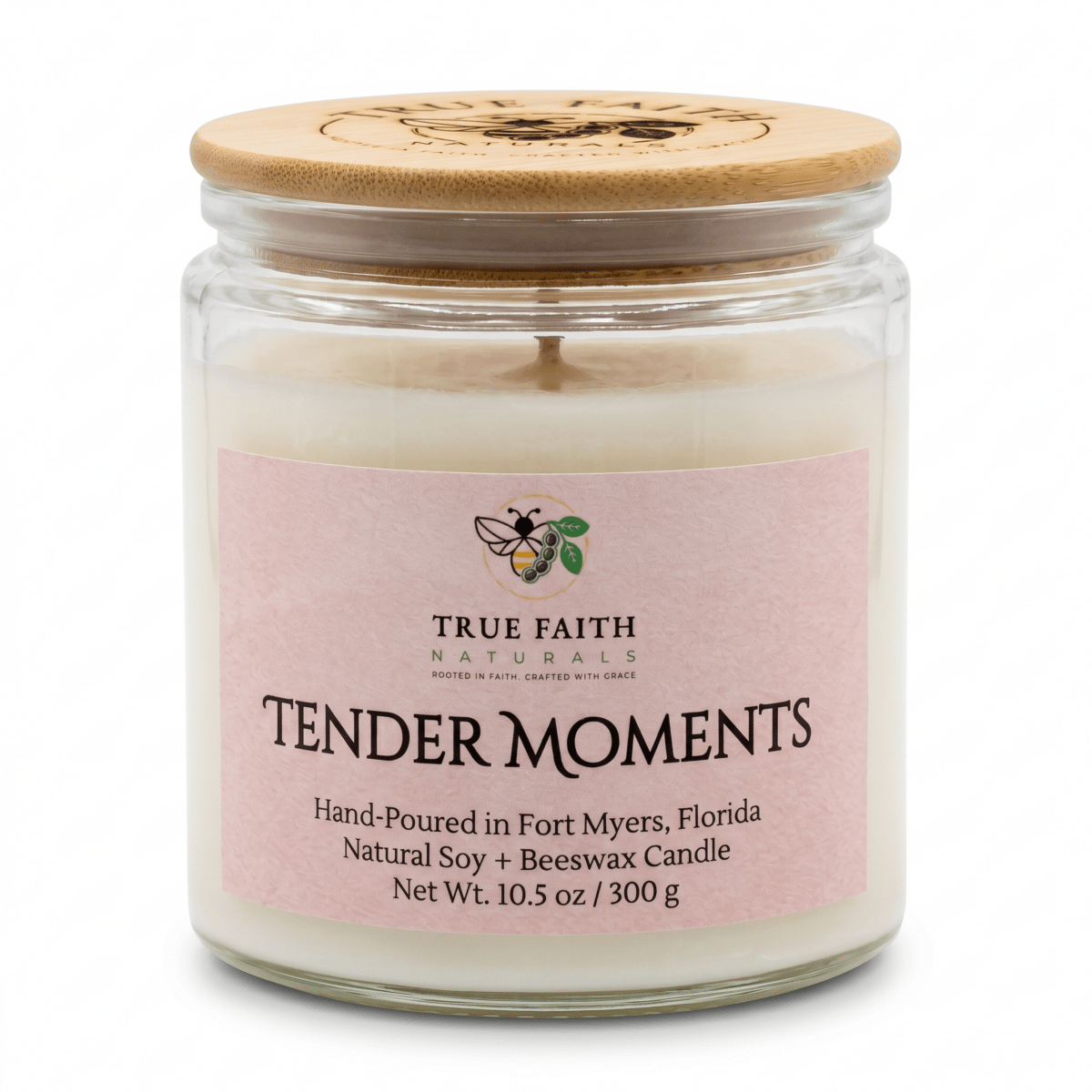 Tender Moments Valentine's Day Candle - 10.5 oz Clear Jar - True Faith Naturals