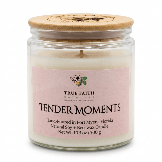 Tender Moments Valentine's Day Candle - 10.5 oz Clear Jar - True Faith Naturals