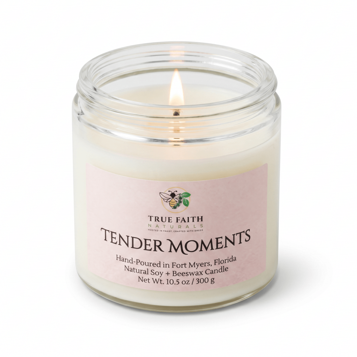 Tender Moments Valentine's Day Candle - 10.5 oz Clear Jar - True Faith Naturals