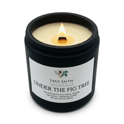 Under the Fig Tree Biblical Inspired Candle - 10.5 oz Matte Black Jar - True Faith Naturals