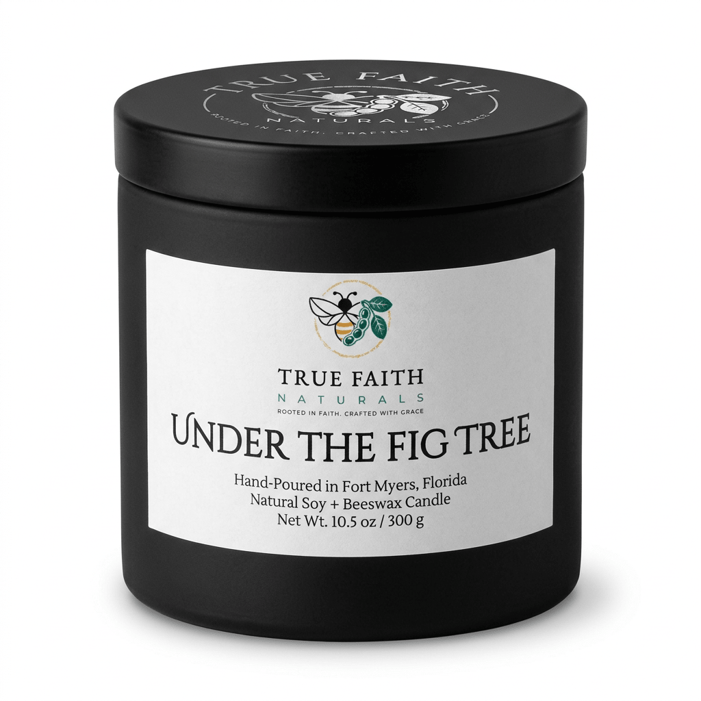 Under the Fig Tree Biblical Inspired Candle - 10.5 oz Matte Black Jar - True Faith Naturals