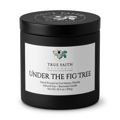Under the Fig Tree Biblical Inspired Candle - 10.5 oz Matte Black Jar - True Faith Naturals