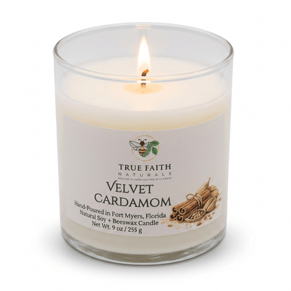 Velvet Cardamom Candle - Fall Collection | 9 oz Clear Jar - True Faith Naturals