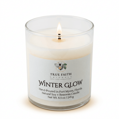 Winter Glow Christmas Candle – 8.5 oz Clear Jar - True Faith Naturals